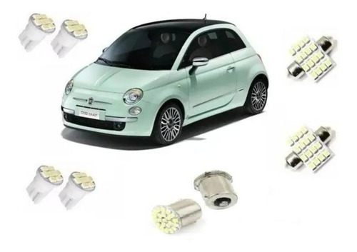 Kit Lâmpadas Led Fiat 500 Teto Farolete Placa Ré Blue Lion