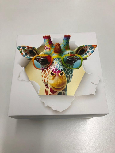 Mini Caja Dia Niño Sorpresa Jirafa Sopa Letras 12x12x10 X 10