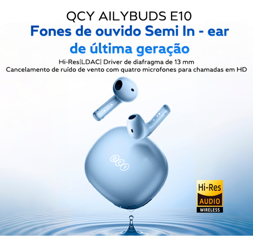 Fone Qcy Ailybuds E10 Bluetooth 5.4 Hi-res Ldac Cor Branco