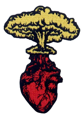 Zegins Boom Explosion Mushroom Cloud Corazón Parche Bordado