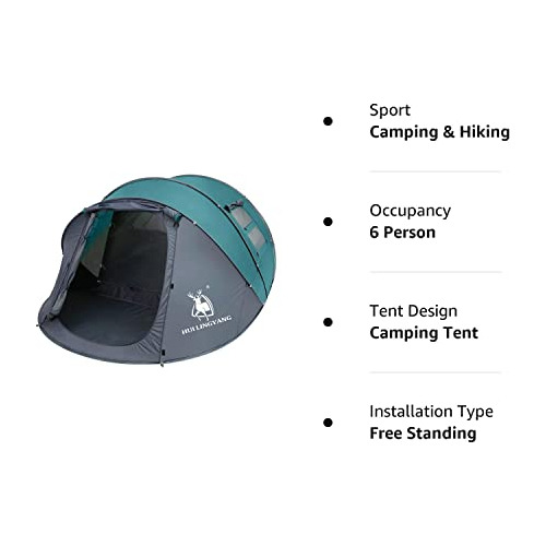 6 Person Easy Pop Up Tent,12.5x8.5x53.5'',automat...