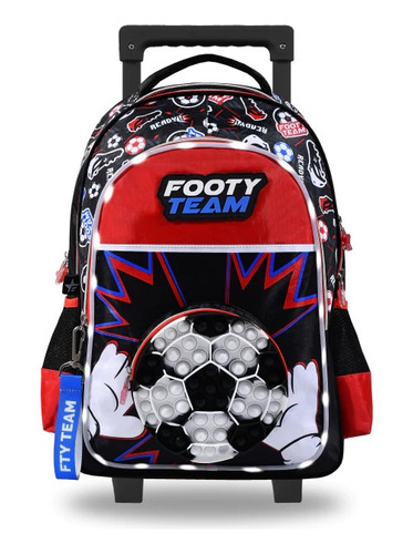 Mochila Carro 18 Footy Futbol Pelota 3d Luz Led Escolar Nene