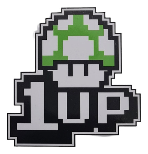 Adhesivo Auto 1 Up Mario Bros Hongo Callampita Verde