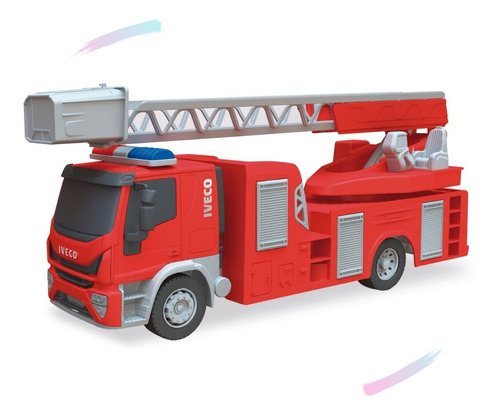 Bombeiro Caminhão Miniatura Iveco Tector Com Acessórios 1/30 Cor Vermelho