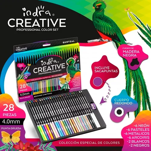 Indra Juego de lápices de colores profesionales, 12+3 lápices de dibujo  artístico de colores para adultos, niños, estudiantes, profesores, dibujos