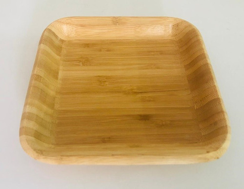 Plato Bandeja De Bambu Madera Cuadrado 20 Cm 