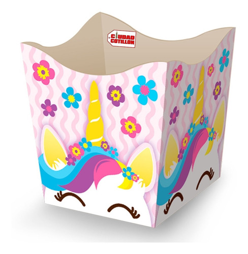 Caja Pochoclera Unicornio X10 Pop Corn - Ciudad Cotillón