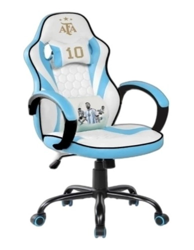 Silla Gamer Aliver Afa Oficial 3 Estrellas Celeste Y Blanca