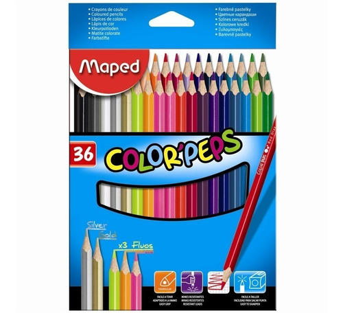 Lapices Maped X 36 Colores Caja De Cartón