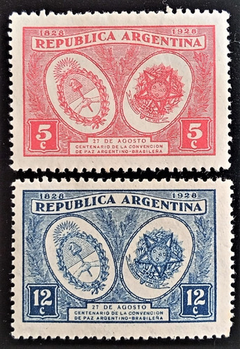 Argentina, Serie Gj 655-56 Cent Conven Paz 1928 Nueva L17095