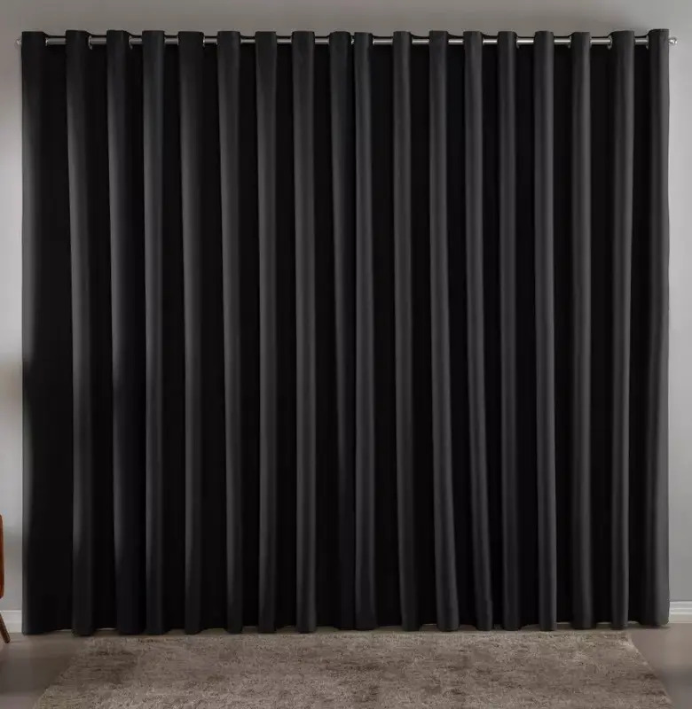 Cortina Blackout Em Tecido 4,00x2,80 Corta Luz Cor Preta