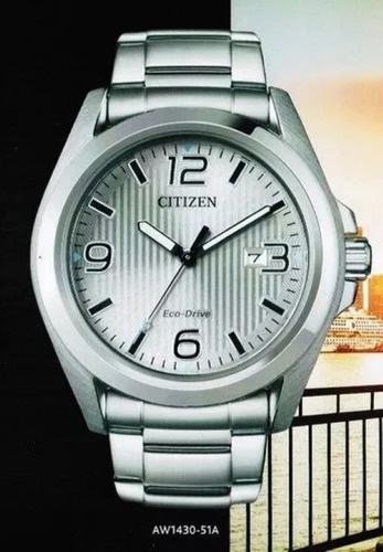 Reloj Citizen Eco-drive Aw1430-51a Acero Color Plateado Plateado Plateado Blanco