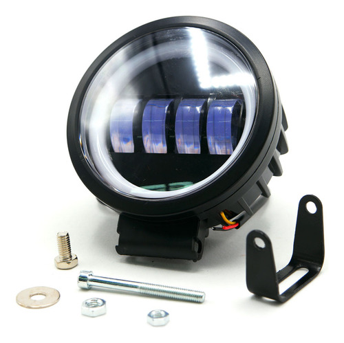 Faro Para Moto Rasen Auxiliar Led Con Lupa Redondo Con 4 Led