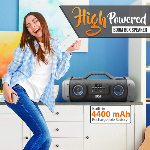Pyle Altavoz Inalámbrico Portátil Bluetooth Boombox