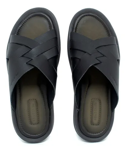 Sand lia Chinelo Masculino Democrata Tiras De Couro Conforto