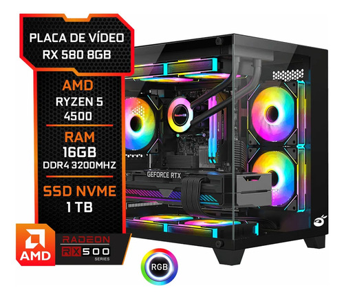 Pc Gamer Rx 580 8gb, Amd Ryzen 5, 16gb Ram Ddr4, Ssd M.2 1tb 1 Tb 16 Gb Radeon Rx 580 8gb
