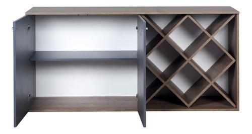 Rack Mesa Para Tv Bahiut Comoda Bar 2 Puertas + Bodeguero! Color Nebrasca Gris/ Gris Sombra