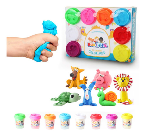 Plastilina Juego Masas Moldear Infantiles 8 Colores Potes