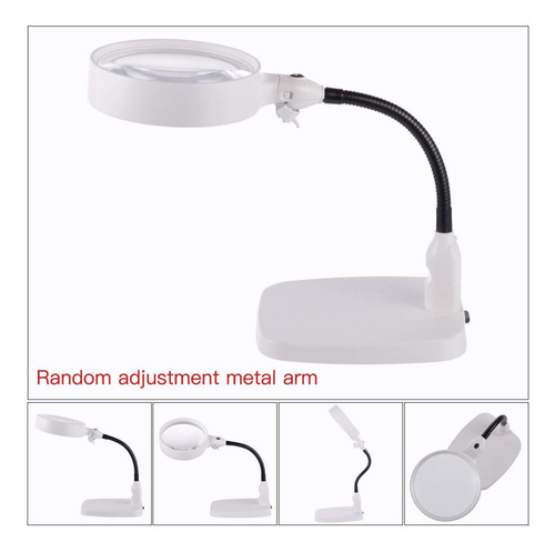 Tm-hogar Grande 10x Lupa Con Luz Y Stand, Diseño Plegable Co