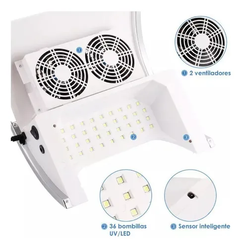 Lámpara De Uñas Uv Led Con Extractor De Polvo 88w