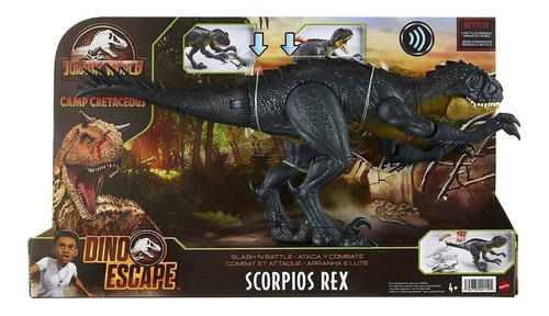 Imagem 1 de 7 de Dinossauro Com Som Scorpios Rex Jurassic World Mattel Hbt41
