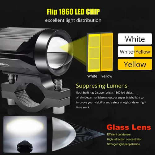 Par Faro Led Exploradora Laser Blanco Amarillo Estrobo Moto