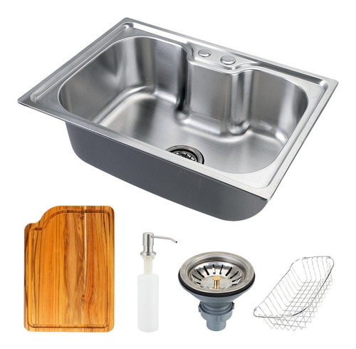 Cuba para Cozinha Gourmet Pia Aço Inox com Acessórios e Tábua de Corte Nawa 50 cm Pingoo.casa