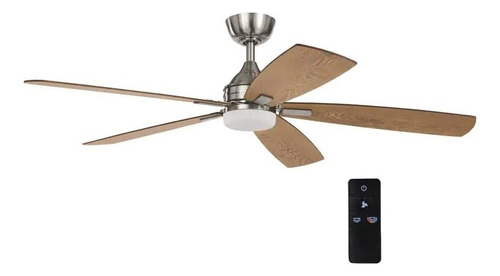 Ventilador Led Beckford Home Decorators Con Control Remoto Cantidad De Aspas 5 Estructura Plateado Aspas Café Diámetro 132 Cm Frecuencia 50 Material De Las Aspas Madera