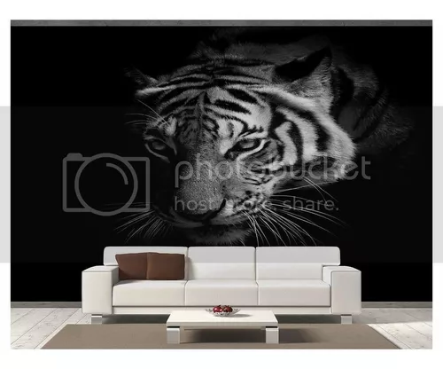 Papel De Parede 3D Animais Tigre Preto E Branco 3,5M Anm560 - Você Decora -  Papel de Parede - Magazine Luiza