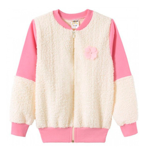 Jaqueta Infantil Menina Peluciada Urso Inverno Fleece Plush 