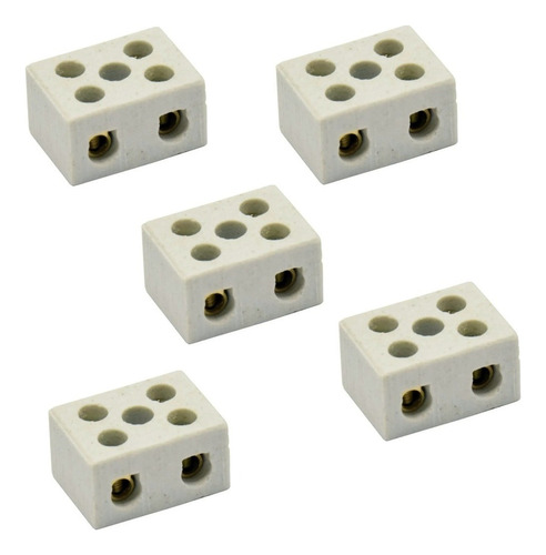 Conector Louça Porcelana Bipolar Fios 16mm Germer Kit C/ 5