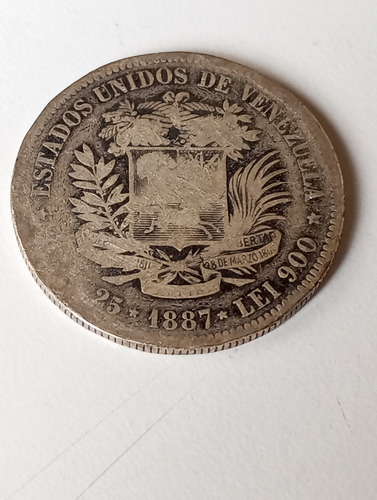 Moneda De 5 Bs Fuerte De 1887