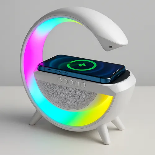 Despertador Digital Estación De Carga Inalámbrico Rgb Reloj