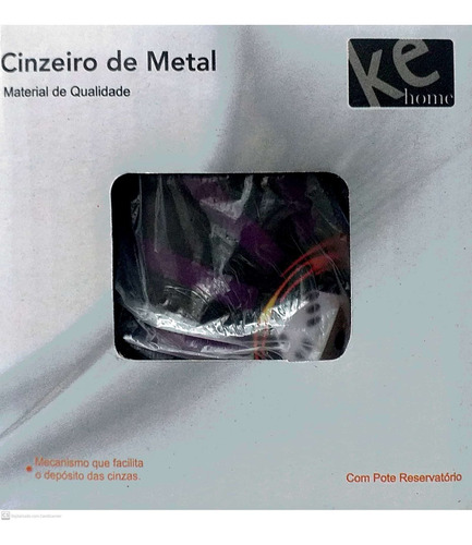 Imagem 2 de 4 de Cinzeiro De Inox Tampa E Reservatório Anticheiro 12x9cm Dado