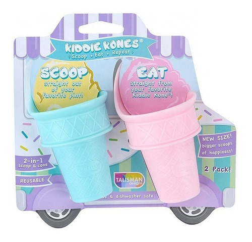 Cuchara Y Cono Para Helados 2 En 1 Para Niños Pack X2