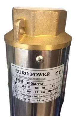 Bomba Sumergible Pozo Profundo 3 Hp, 220v. Monof. Europower