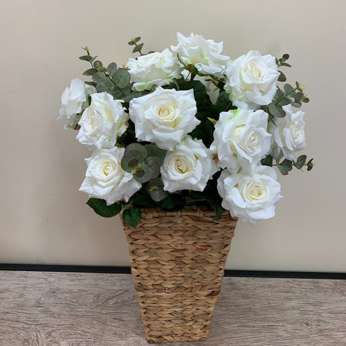 6 Rosas Artificiais Cor Branca Textura Delicada E Realista | Frete grátis