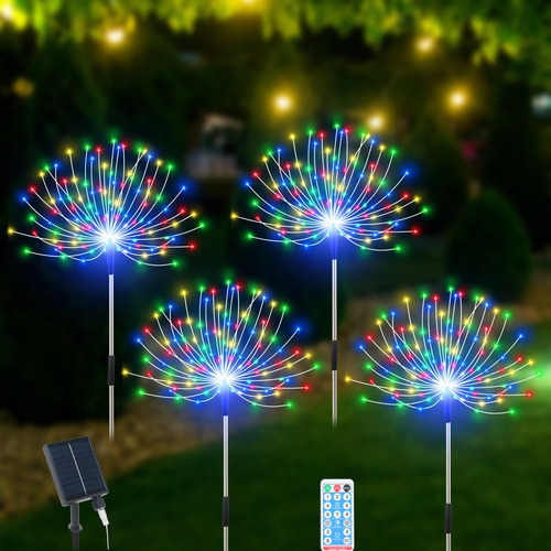 Luces Solares Jardin Al Aire Libre Led 8 Modos Iluminacion Multicolor