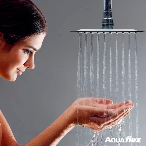 Imagen 5 de 8 de Flor Ducha Acero Cuadrada 20cm Mas Brazo 40cm 7091c Aquaflex