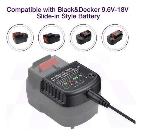 Batería Y Cargador De 18 V 3.7 Ah Hpb18 Para Black And Decke