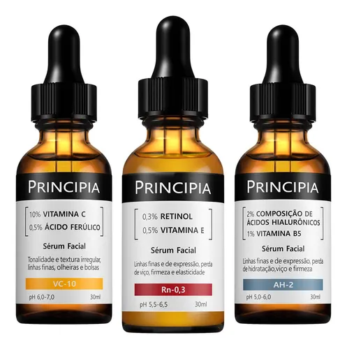 Principia Kit C/3 Séruns Vitamina C + Retinol + Hialurônicos