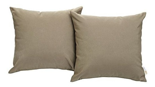 Modway Convene Two Piece Outdoor Patio Pillow Set Mocha