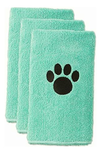 Bone Dry Pet Grooming Towel Collection Juego De Secado De Color Bordado Aqua