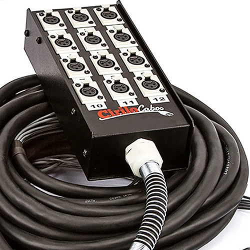 Medusa 12 Vias Montada Conectores Xlr Cirilo - 35 Metros