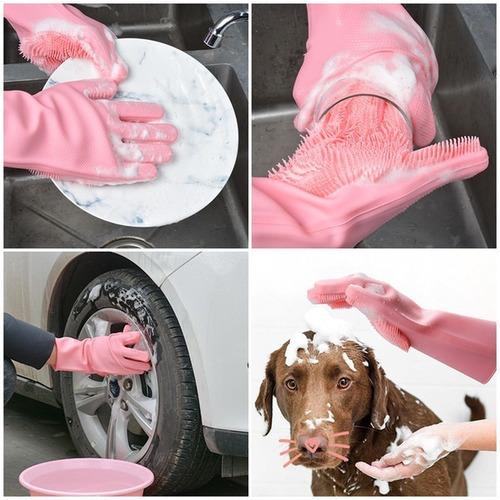 Imagen 9 de 10 de Guantes De Silicona Para Lavar Multiusos Tendencia Mundial