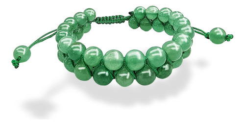 Pulsera De Jade Verde. Doble Fila. Pulseras Ajustables ...