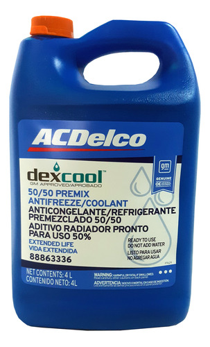 Refrigerante Acdelco 88863336 Dex-cool 50/50-naranja, 4lt
