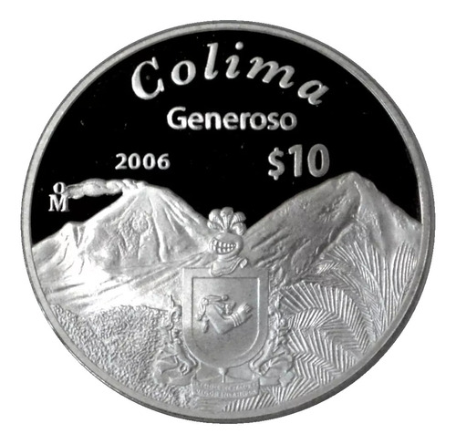Moneda $10 Estado Colima Segunda Fase Plata Proof 2006