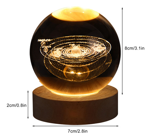 3d Lampara De Noche Led Bola Cristal