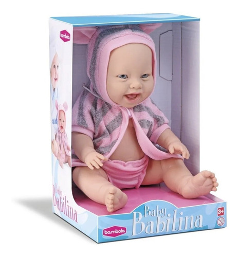 Imagem 2 de 2 de Boneca Baby Babilina Silicone Banho Com Roupão Orelhinha